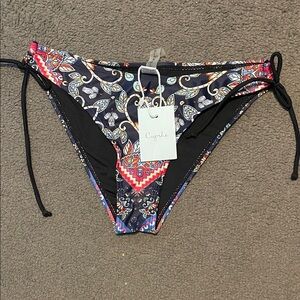 Cupshe Navy Paisley Bikini Bottom